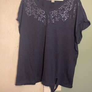 CJ Banks Dark Blue Short Sleeve Top